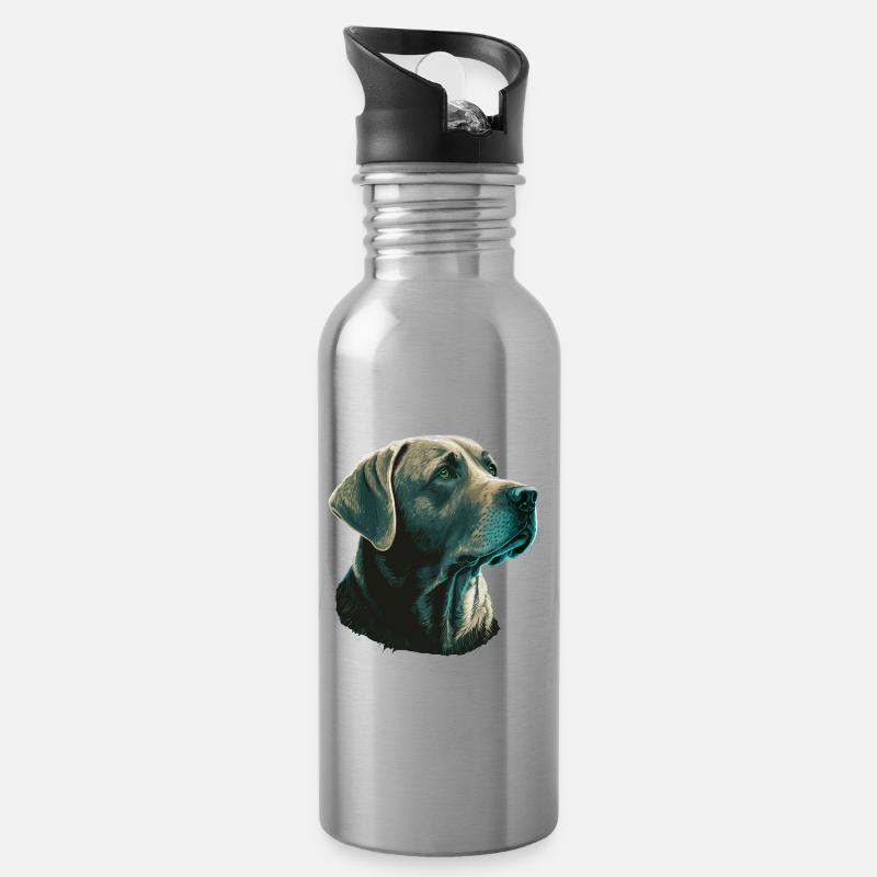 Labrador retriever brillant - Gourde avec paille intégrée - argent clair