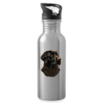 Schwarzer Labrador Retriever - Trinkflasche mit integriertem Trinkhalm - Lightsilver - Rechts