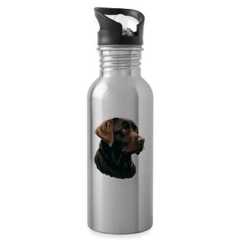 Brauner entzückender Labrador Retriever - Trinkflasche mit integriertem Trinkhalm - Lightsilver - Rechts