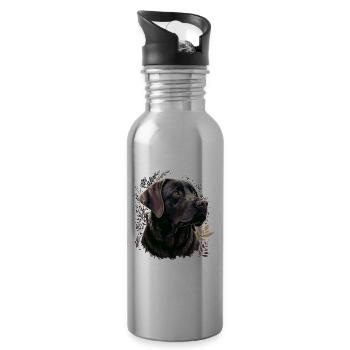 Labrador retriever violet - Gourde avec paille intégrée - argent clair - Droite