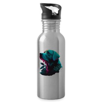 Cheveux blancs brillants Labrador Retriever Vaporwave - Gourde avec paille intégrée - argent clair - Droite