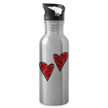 herzen symbol liebe - Trinkflasche mit integriertem Trinkhalm - Lightsilver - Rechts