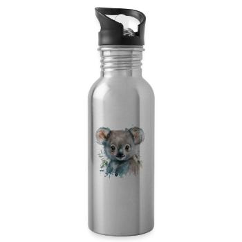Koala Aquarell Laub - Trinkflasche mit integriertem Trinkhalm - Lightsilver - Rechts
