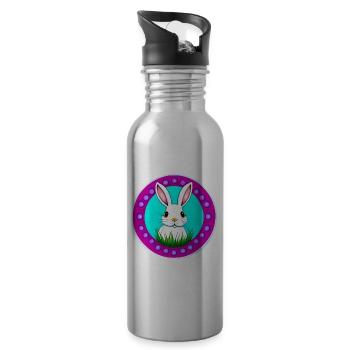 Kleines Häschen Osterhasen - Trinkflasche mit integriertem Trinkhalm - Lightsilver - Rechts