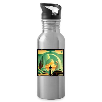 Horizonte der Zukunft - Trinkflasche mit integriertem Trinkhalm - Lightsilver - Rechts