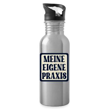 Meine eigene Praxis SCHILD - Ärztin SPRÜCHE - Trinkflasche mit integriertem Trinkhalm - Lightsilver - Rechts