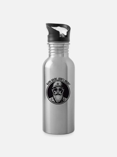 Geht nicht gibt´s nicht - Trinkflasche mit integriertem Trinkhalm - Lightsilver