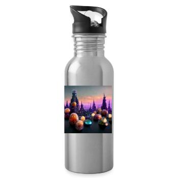 Crystal city - Water bottle with straw - silver - Right