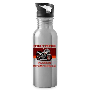 Motard Passion Intemporelle - Gourde avec paille intégrée - argent clair - Droite