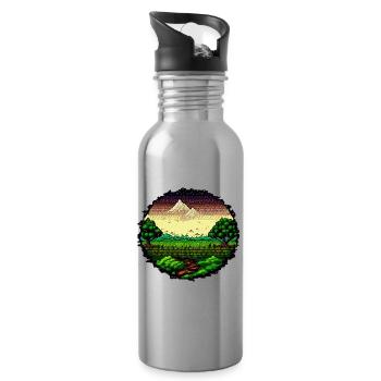 Nature Paisible - Gourde avec paille intégrée - argent clair - Droite