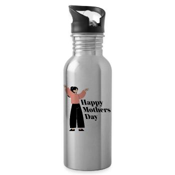 Happy Mothers Day - Trinkflasche mit integriertem Trinkhalm - Lightsilver - Rechts