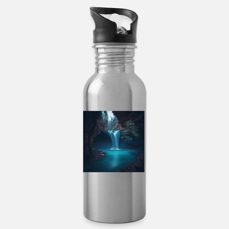 Wasserfall - Trinkflasche mit integriertem Trinkhalm - Lightsilver