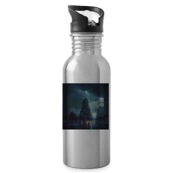 Gewitter Storm Poster - Trinkflasche mit integriertem Trinkhalm - Lightsilver - Rechts