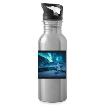 Aurora borealis - Water bottle with straw - silver - Right