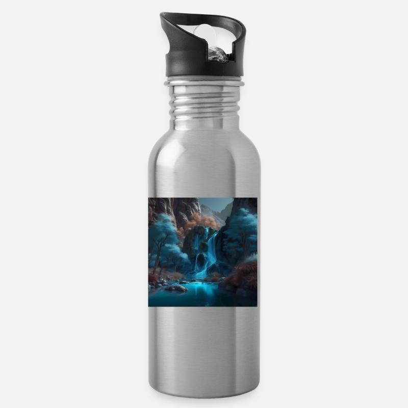 Wasserfall - Trinkflasche mit integriertem Trinkhalm - Lightsilver