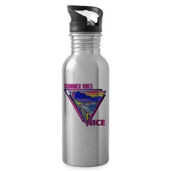 Sommerstimmung Nizza - Trinkflasche mit integriertem Trinkhalm - Lightsilver - Rechts