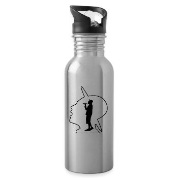 Sänger in Silhouette Musik - Trinkflasche mit integriertem Trinkhalm - Lightsilver - Rechts