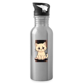 Kitten Cute - Water bottle with straw - silver - Right