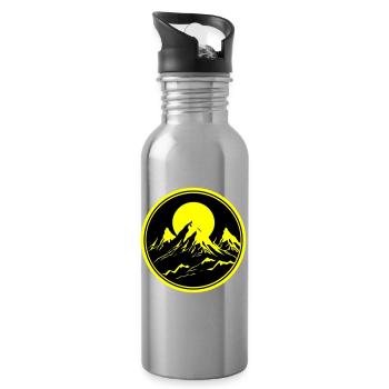 Mountains Nature Mountains Silhouette - Water bottle with straw - silver - Right