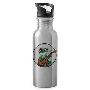 Mondschein Frosch mit Gitarre - Trinkflasche mit integriertem Trinkhalm - Lightsilver - Rechts