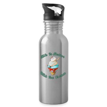 Mit Eis ist das Leben besser - Trinkflasche mit integriertem Trinkhalm - Lightsilver - Rechts