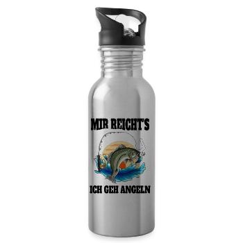 Lustige Angler Sprüche Mir reichts ich gehe Angeln - Trinkflasche mit integriertem Trinkhalm - Lightsilver - Rechts