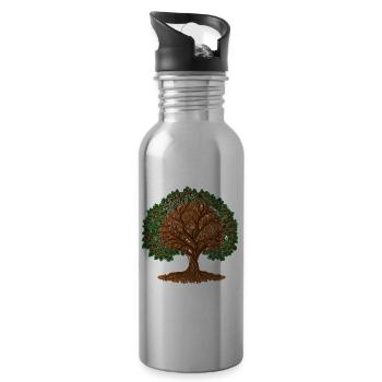 Yggdrasil tree of life baum des lebens - Trinkflasche mit integriertem Trinkhalm - Lightsilver - Rechts