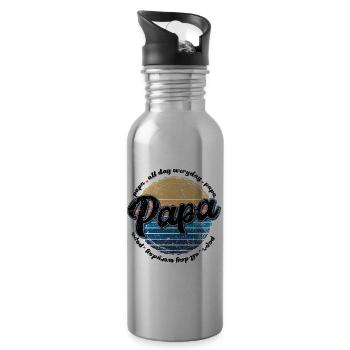 Papa Retro Sunset Script - Water bottle with straw - silver - Right