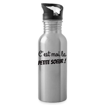 Cadeau petite soeur - Gourde avec paille intégrée - argent clair - Droite