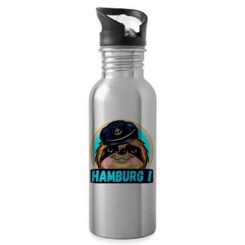 HAMBURG SEGELN HAMBURGER BOOTFAHREN - Trinkflasche mit integriertem Trinkhalm - Lightsilver - Rechts