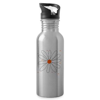 Marguerite Flower Blossom Daisy Floral Floral - Water bottle with straw - silver - Right