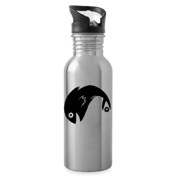 Ying-Yang Fish - Water bottle with straw - silver - Right