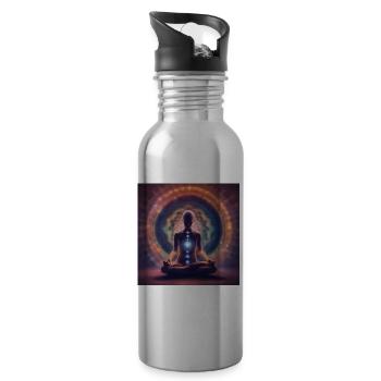 Chakra Meditation - Trinkflasche mit integriertem Trinkhalm - Lightsilver - Rechts