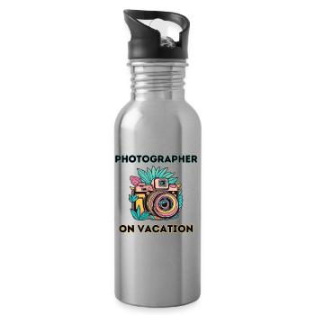 Photographe en vacances - Gourde avec paille intégrée - argent clair - Droite
