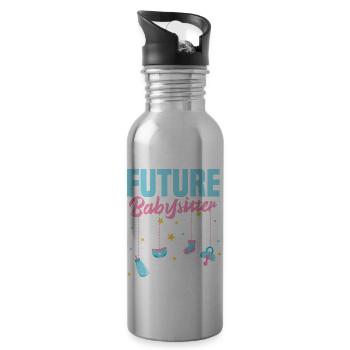 future babysitter Design for a baby sitter - Trinkflasche mit integriertem Trinkhalm - Lightsilver - Rechts