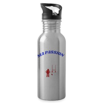 Rugby ma passion ma fierté matchs rugby - Gourde avec paille intégrée - argent clair - Droite