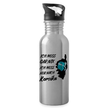 Ich muss gar nix ich muss nur nach Korsika - Trinkflasche mit integriertem Trinkhalm - Lightsilver - Rechts