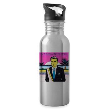Ich bin der Häuptling, Ende der Geschichte - Trinkflasche mit integriertem Trinkhalm - Lightsilver - Rechts