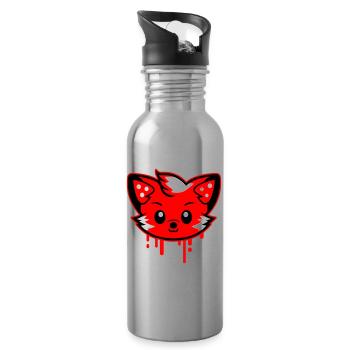 Fox Head Comic Cute - Water bottle with straw - silver - Right