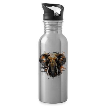 Elephant Head - Water bottle with straw - silver - Right