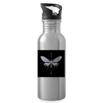 Ethereal Whispers in Mint and Lavender - Water bottle with straw - silver - Right