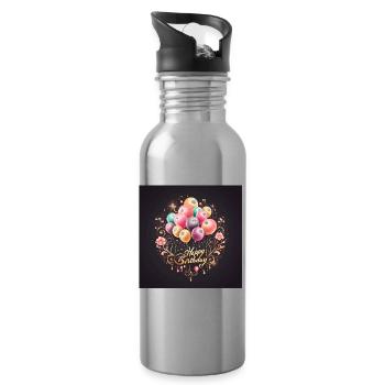 Alles Gute zum Geburtstag - Trinkflasche mit integriertem Trinkhalm - Lightsilver - Rechts