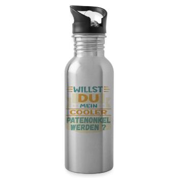 PATENONKEL WERDEN - ONKEL TAUFE PATE - Trinkflasche mit integriertem Trinkhalm - Lightsilver - Rechts