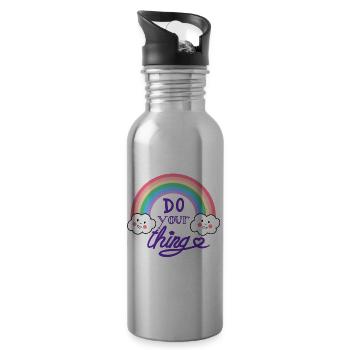 do your thing Regenbogen Kawaii Wölkchen Vielfalt - Trinkflasche mit integriertem Trinkhalm - Lightsilver - Rechts