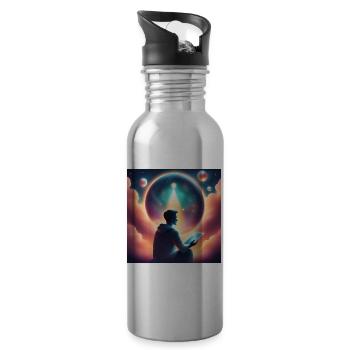 Predicting the future meditation - Water bottle with straw - silver - Right