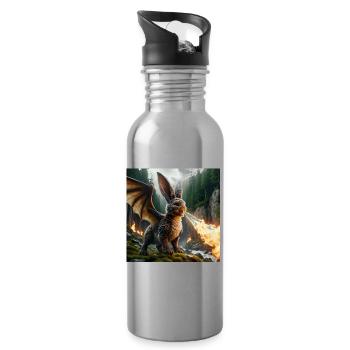 Dragon lapin cracheur de feu #13 - Gourde avec paille intégrée - argent clair - Droite