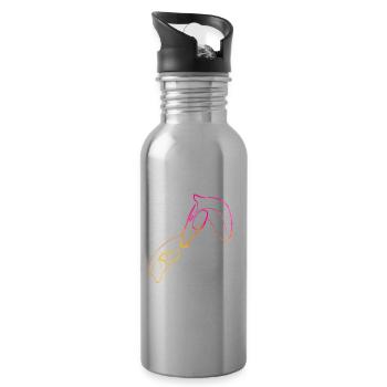 Ich liebe Pferde und Hunde Singleline-Kunst - Trinkflasche mit integriertem Trinkhalm - Lightsilver - Rechts
