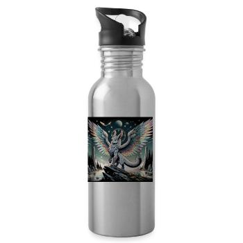 Dragon lapin mythique - Gourde avec paille intégrée - argent clair - Droite