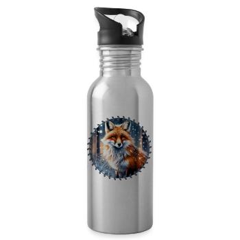 Winterzauber Fuchs - Trinkflasche mit integriertem Trinkhalm - Lightsilver - Rechts