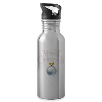 Frohe Weihnachten, Frohe Weihnachten, Frohe Feiertage - Trinkflasche mit integriertem Trinkhalm - Lightsilver - Rechts